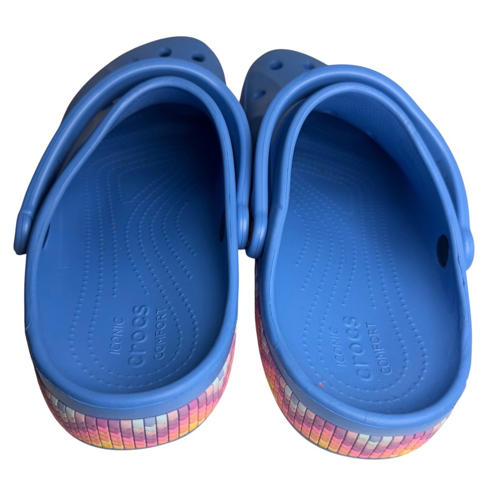 Crocs Classic Clogs Blue Multicolor Graphic Mens 12 - Picture 11 of 15